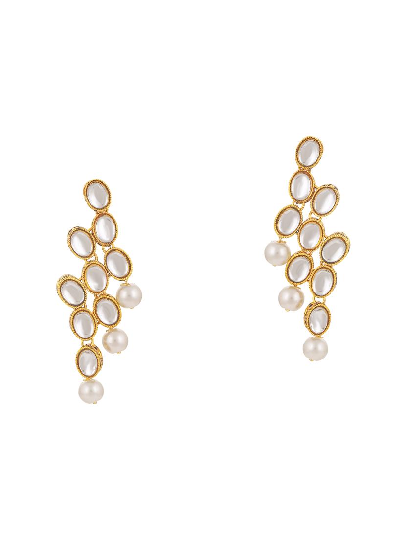 gold brass set & drop earring - 16967655 - Zoom Image - 3