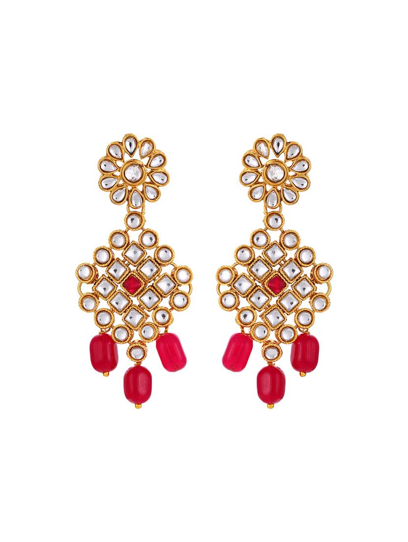 red gold brass set & drop earring - 16967673 - Zoom Image - 2