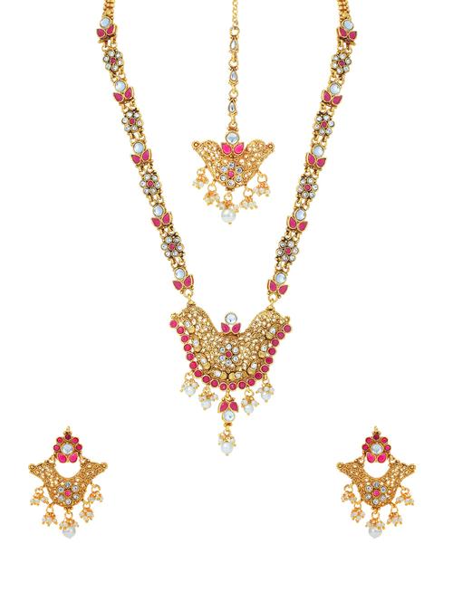 red gold tone brass set & drop earring - 16967690 - Standard Image - 1
