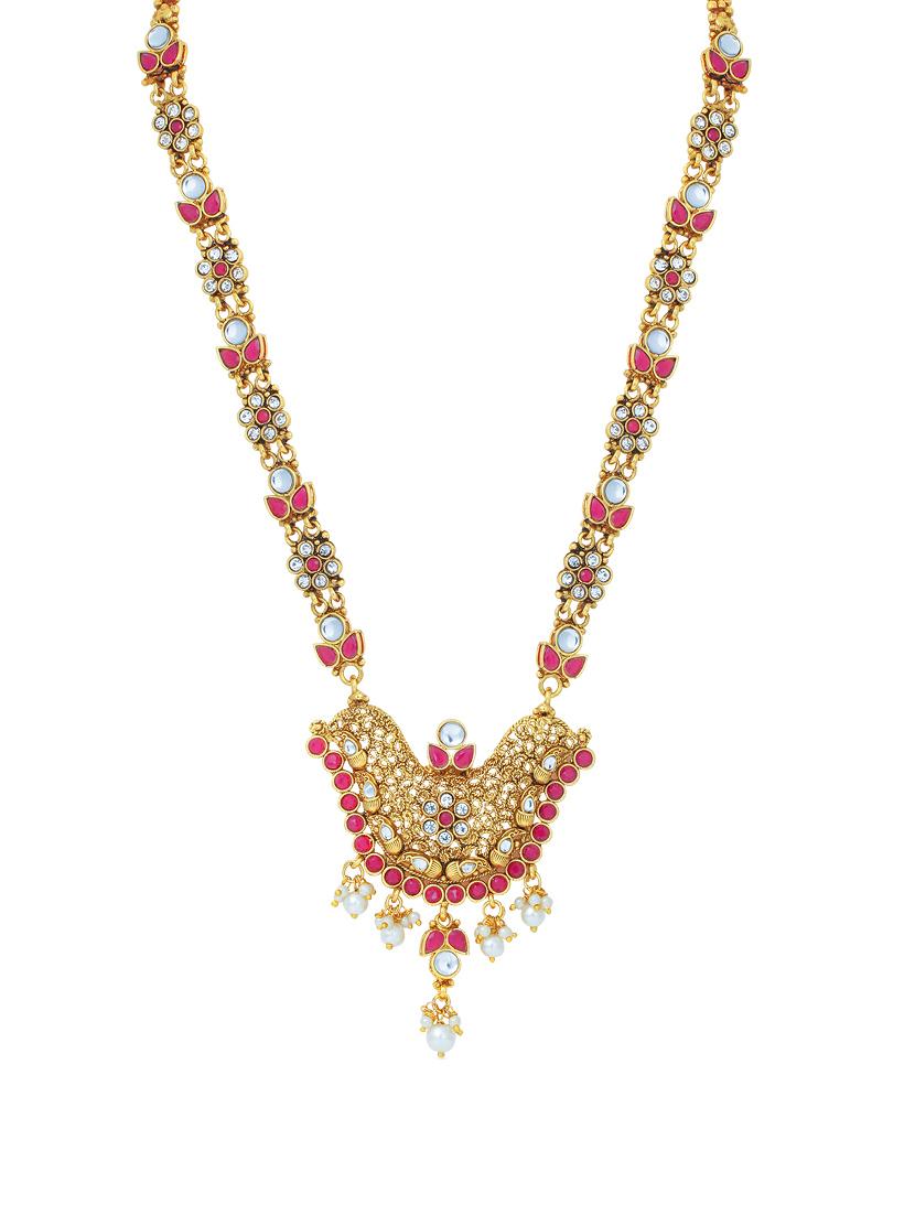 red gold tone brass set & drop earring - 16967690 - Zoom Image - 2