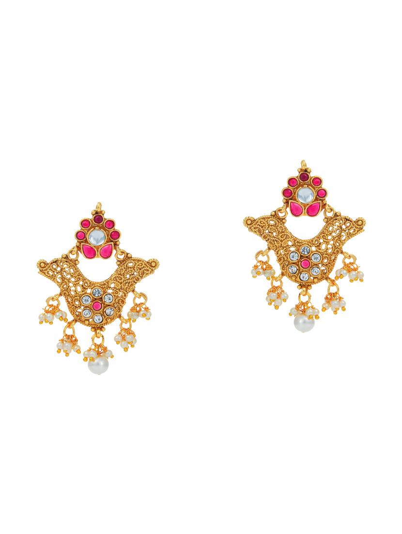 red gold tone brass set & drop earring - 16967690 - Zoom Image - 3