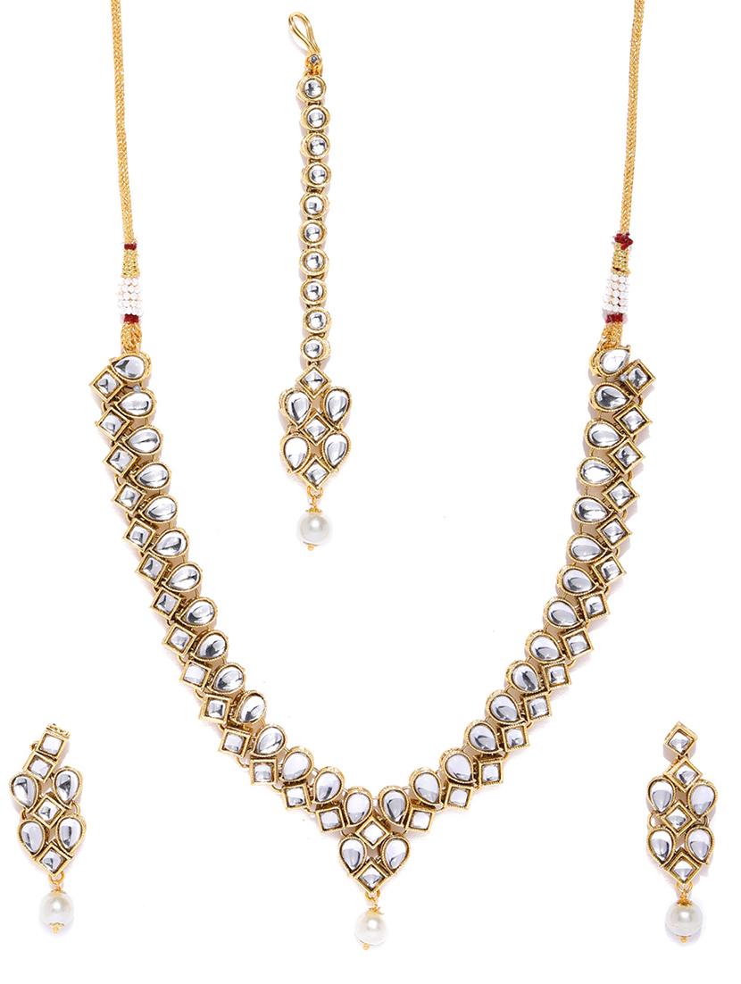 gold brass set & drop earrings - 16967725 - Zoom Image - 2