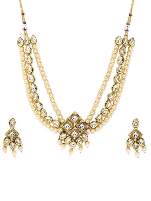 gold brass necklaces and earring - 16967734 - Standard Image - 1