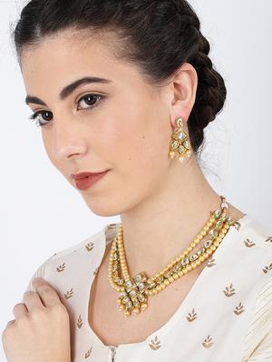 gold brass necklaces and earring - 16967734 - Standard Image - 4