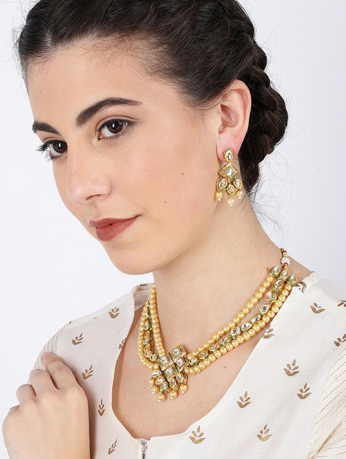 gold brass necklaces and earring - 16967734 - Zoom Image - 4
