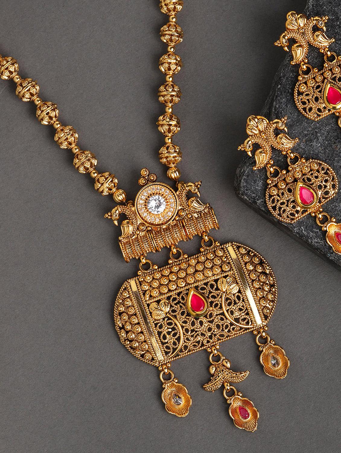 gold brass set & drop earrings - 16967738 - Zoom Image - 1