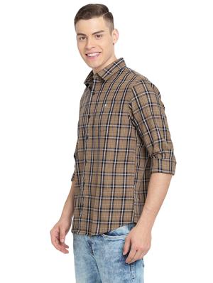 brown checkered casual shirt - 16968148 - Standard Image - 2