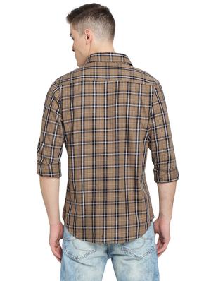 brown checkered casual shirt - 16968148 - Standard Image - 3