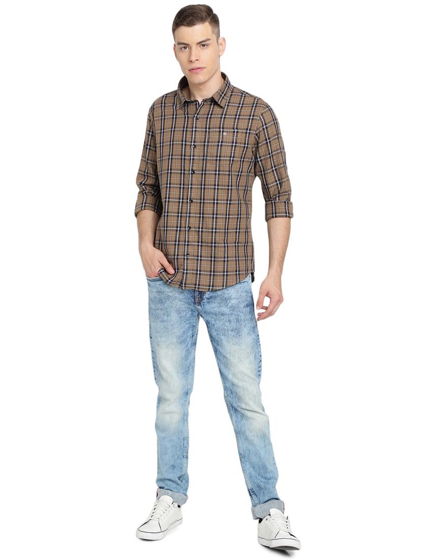 brown checkered casual shirt - 16968148 - Zoom Image - 4