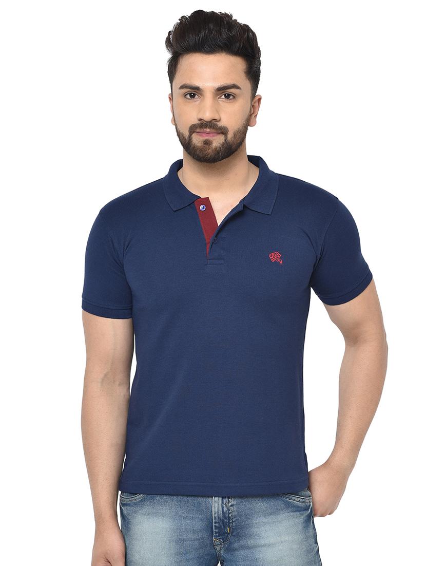 navy blue solid polo t-shirt - 16968266 - Zoom Image - 1