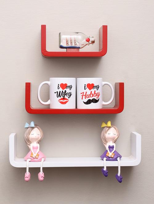 u shaped floating wall rack shelf (set of 3) - 16968780 - Standard Image - 1