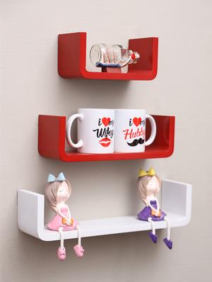 u shaped floating wall rack shelf (set of 3) - 16968780 - Standard Image - 2