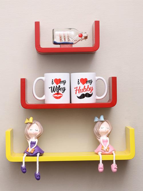 u shaped floating wall rack shelf (set of 3) - 16968781 - Standard Image - 1