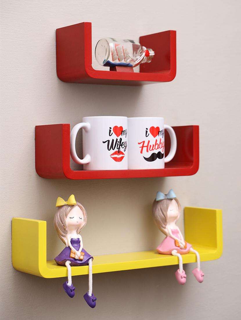 u shaped floating wall rack shelf (set of 3) - 16968781 - Zoom Image - 2