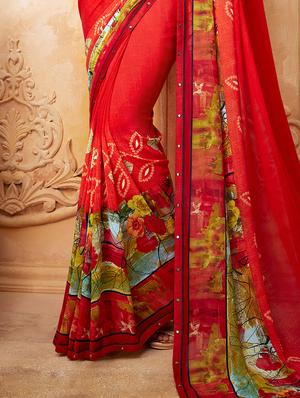 abstract printed saree with blouse - 16969119 - Standard Image - 2