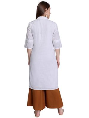 chikankari front slit a-line kurta - 16969198 - Standard Image - 3