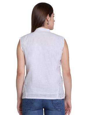 mandarin neck button up top - 16969236 - Standard Image - 3