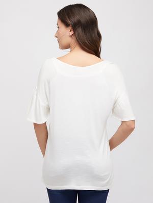 embroidered detail round neck top - 16969539 - Standard Image - 3