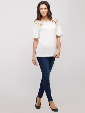 embroidered detail round neck top - 16969539 - Standard Image - 4