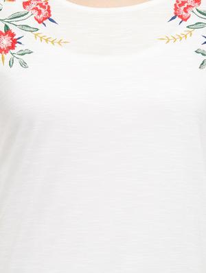 embroidered detail round neck top - 16969539 - Standard Image - 5