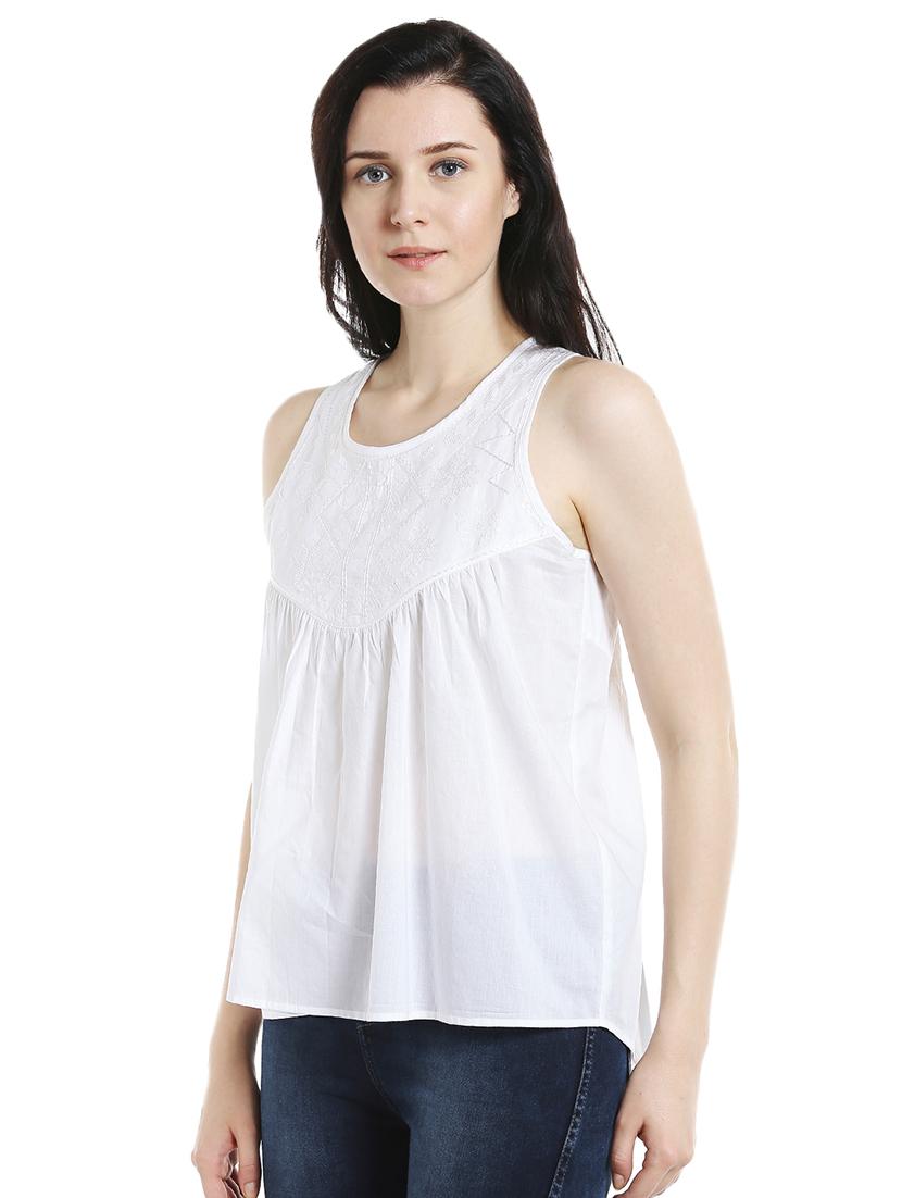 embroidered detail gathered top - 16969543 - Zoom Image - 1
