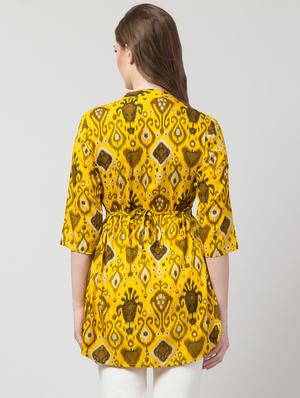 mandarin neck ikat tunic - 16969869 - Standard Image - 3