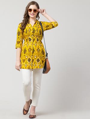 mandarin neck ikat tunic - 16969869 - Standard Image - 4