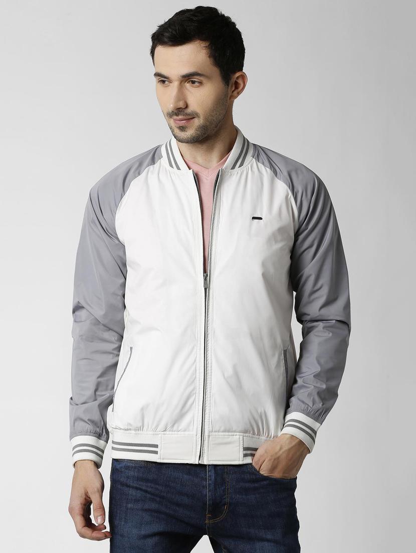 white color block bomber jacket - 16970030 - Zoom Image - 1