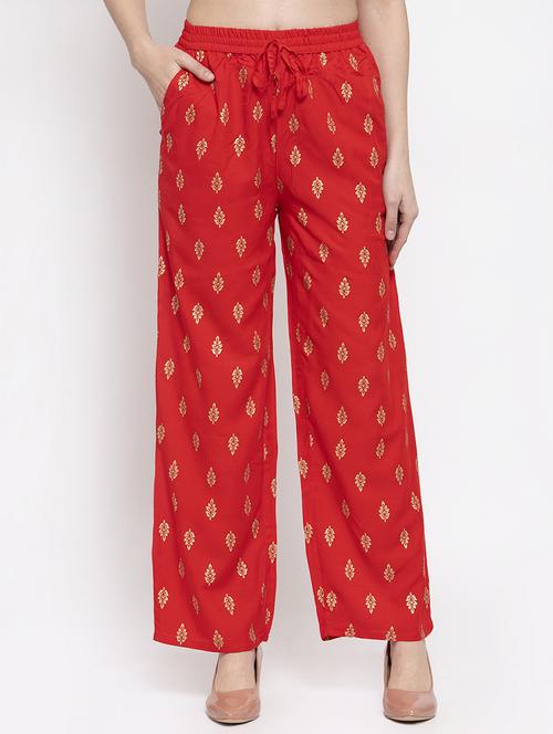 red viscose straight palazzo - 16970339 - Standard Image - 1