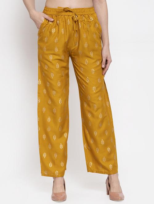 yellow viscose straight palazzo - 16970341 - Standard Image - 1