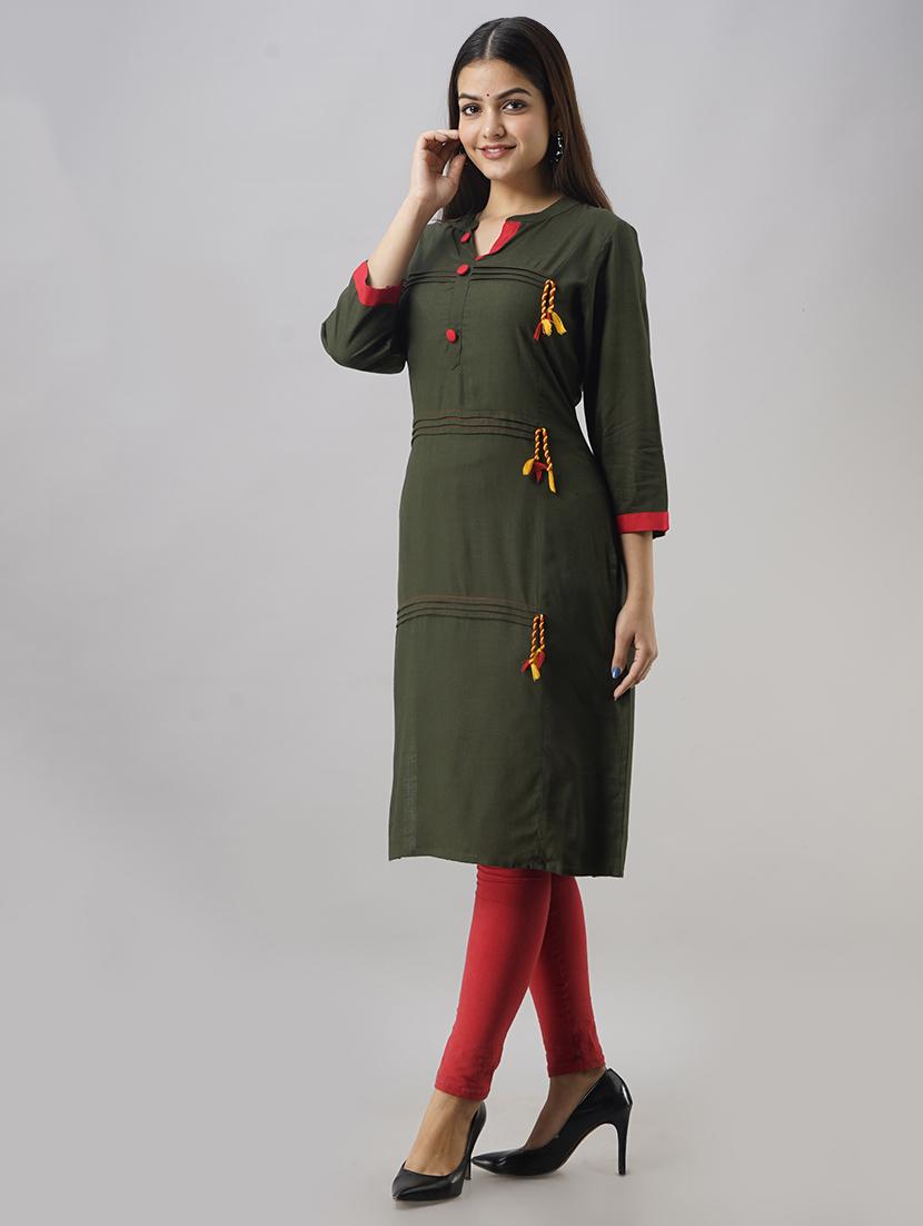 pintucks solid straight kurta - 16970429 - Zoom Image - 2