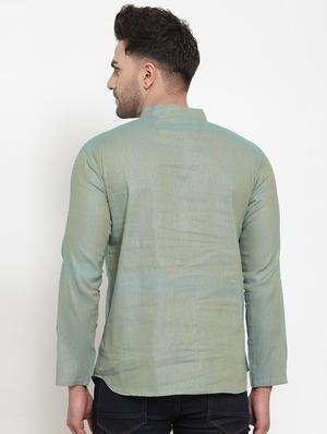 grey solid short kurta - 16970837 - Standard Image - 3