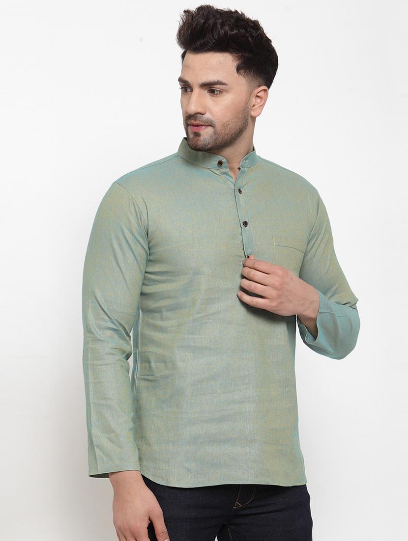 grey solid short kurta - 16970837 - Zoom Image - 2
