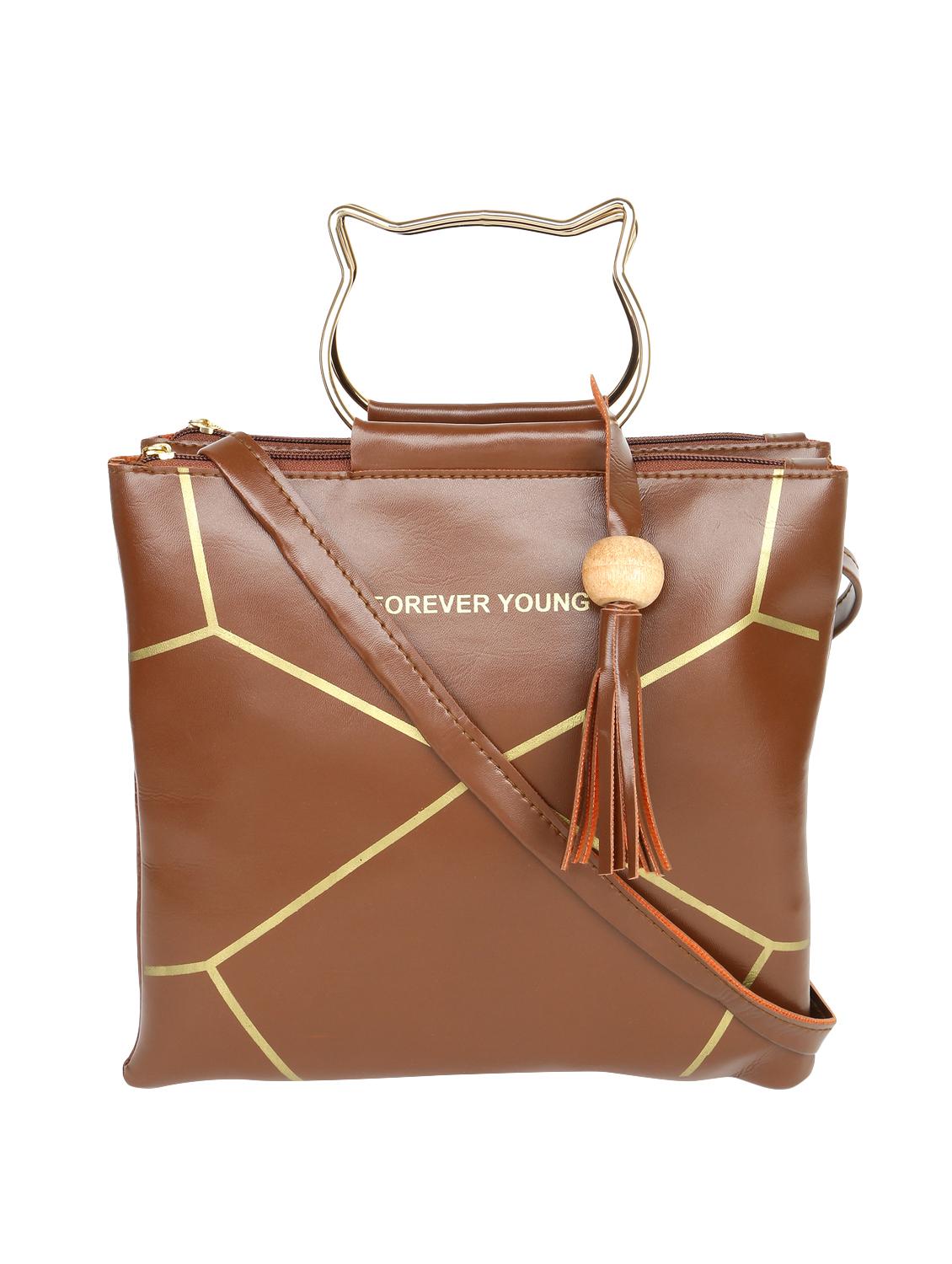 brown leatherette (pu) sling bag - 16970903 - Zoom Image - 1