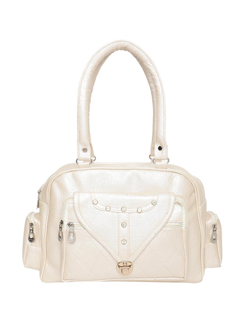 cream leatherette (pu) handbag - 16970981 - Zoom Image - 1