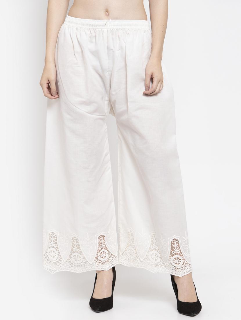 laced hem straight palazzo - 16971312 - Zoom Image - 1