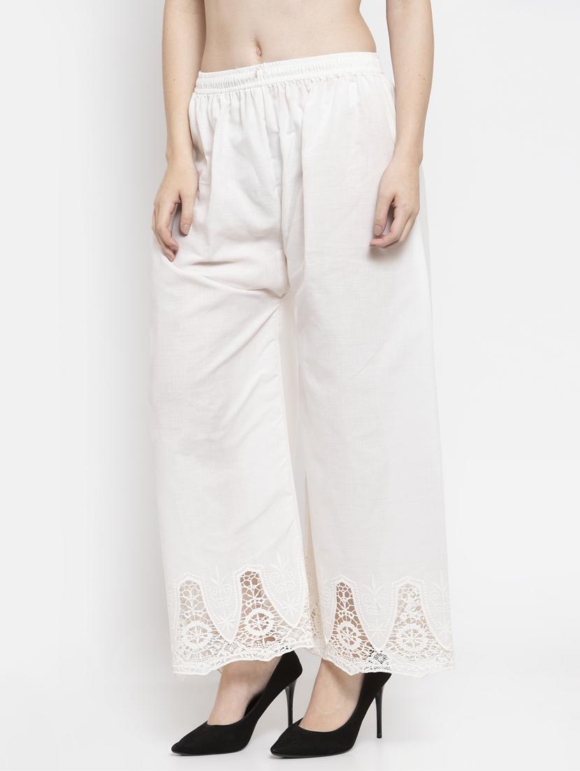 laced hem straight palazzo - 16971312 - Zoom Image - 2