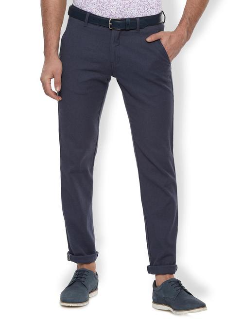 navy blue textured chinos - 16971429 - Standard Image - 1