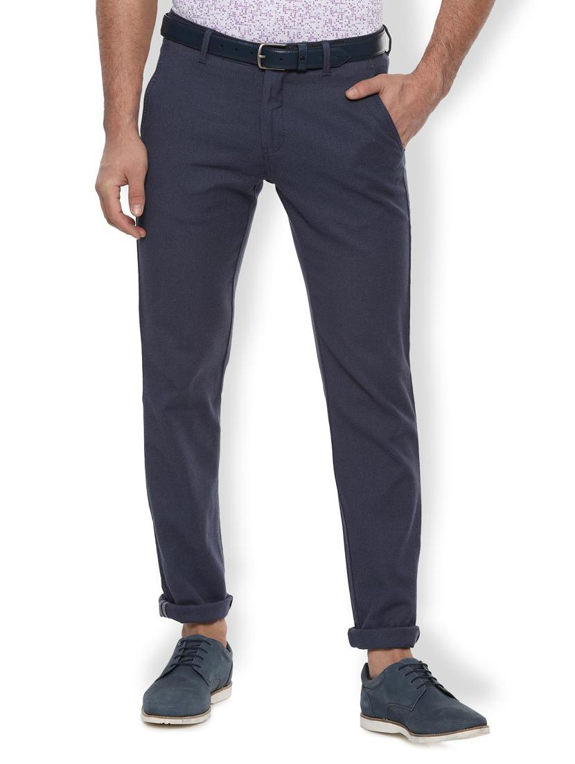 navy blue textured chinos - 16971429 - Zoom Image - 1