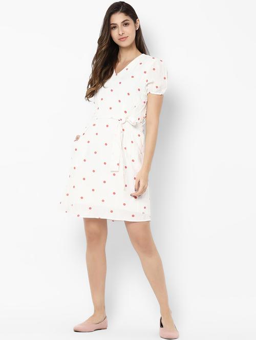 tie front polka dot a-line dress - 16971537 - Standard Image - 1