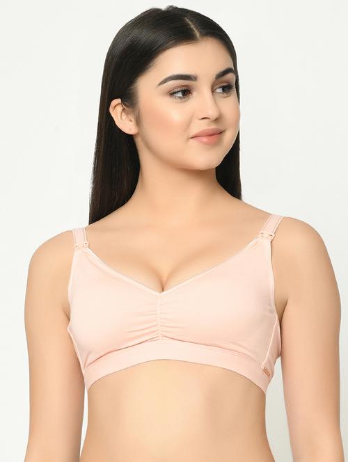 peach cotton maternitynursing bra - 16971691 - Standard Image - 1