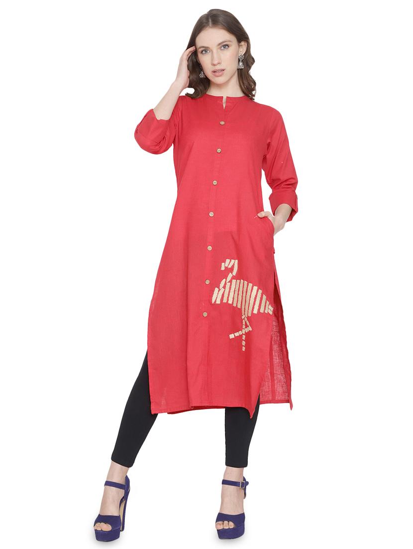 embroidered straight kurta - 16972379 - Zoom Image - 1