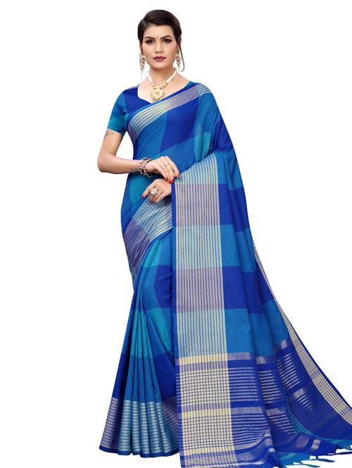 checkered banarasi saree with blouse - 16972621 - Very Small Image - 1