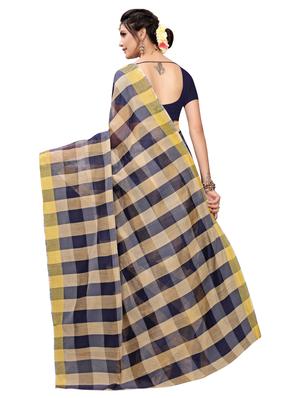 checkered banarasi saree with blouse - 16972635 - Standard Image - 2