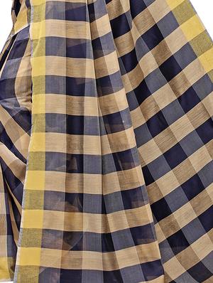 checkered banarasi saree with blouse - 16972635 - Standard Image - 4