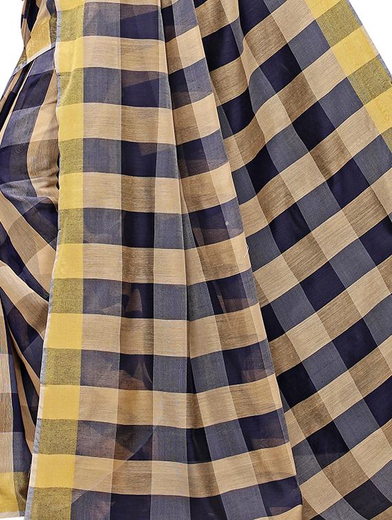 checkered banarasi saree with blouse - 16972635 - Zoom Image - 4