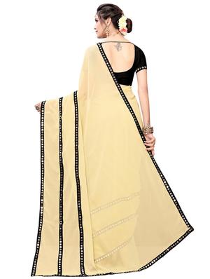 contrast solid saree with blouse - 16972649 - Standard Image - 2