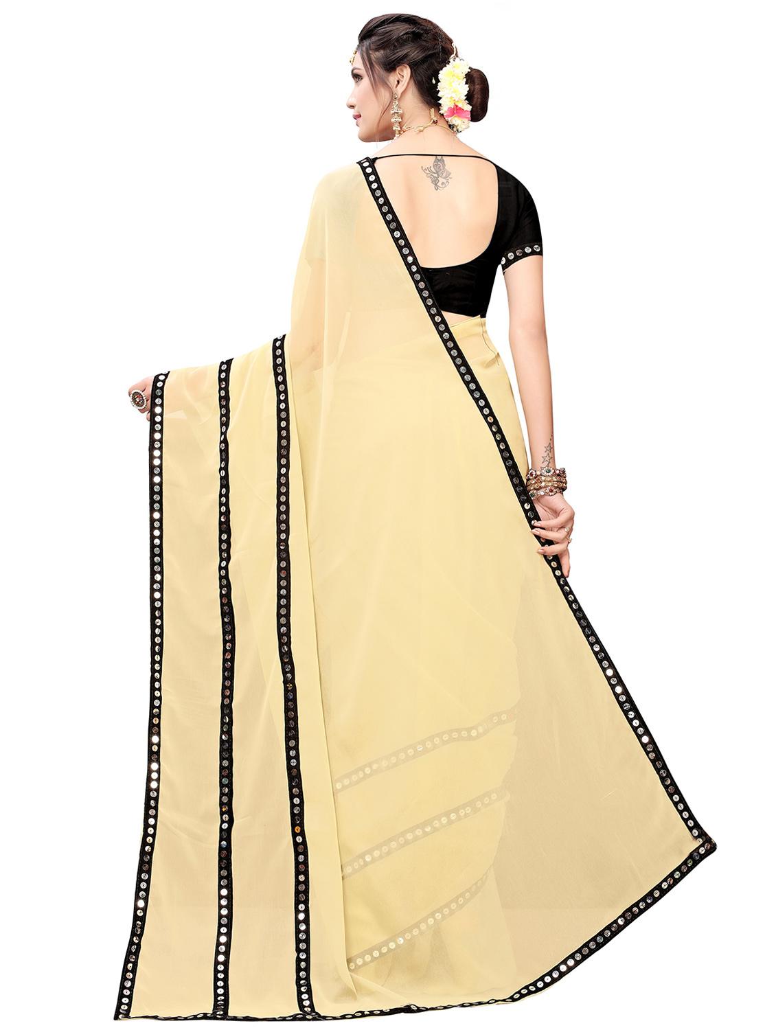 contrast solid saree with blouse - 16972649 - Zoom Image - 2