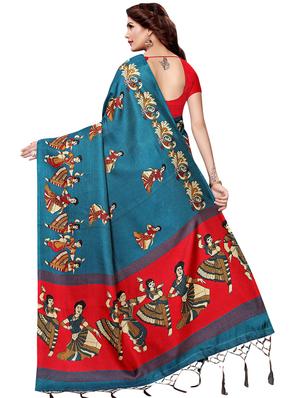 conversational printed saree with blouse - 16972751 - Standard Image - 2