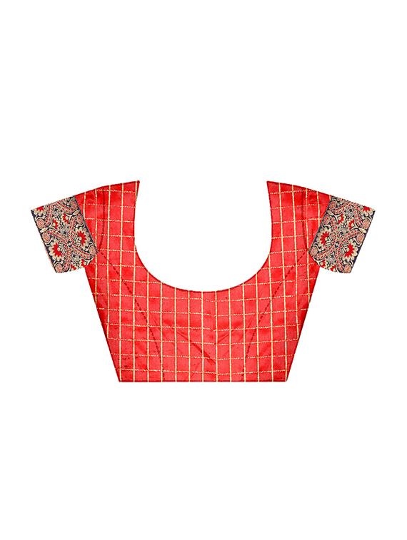 solid bordered saree with blouse - 16972762 - Zoom Image - 4